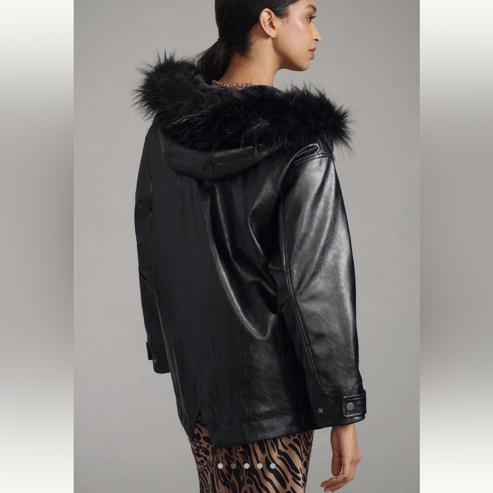 Pilcro Anthropologie Faux-Leather Hooded Jacket - Picture 3 of 7